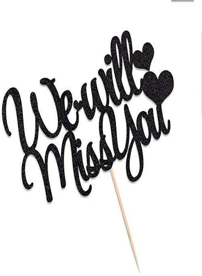 Festiko We Will Miss You Cake Topper - Glitter Card in Black for Cake Decoration, Birthday/Anniversary/Engagement/Graduation - Image 3